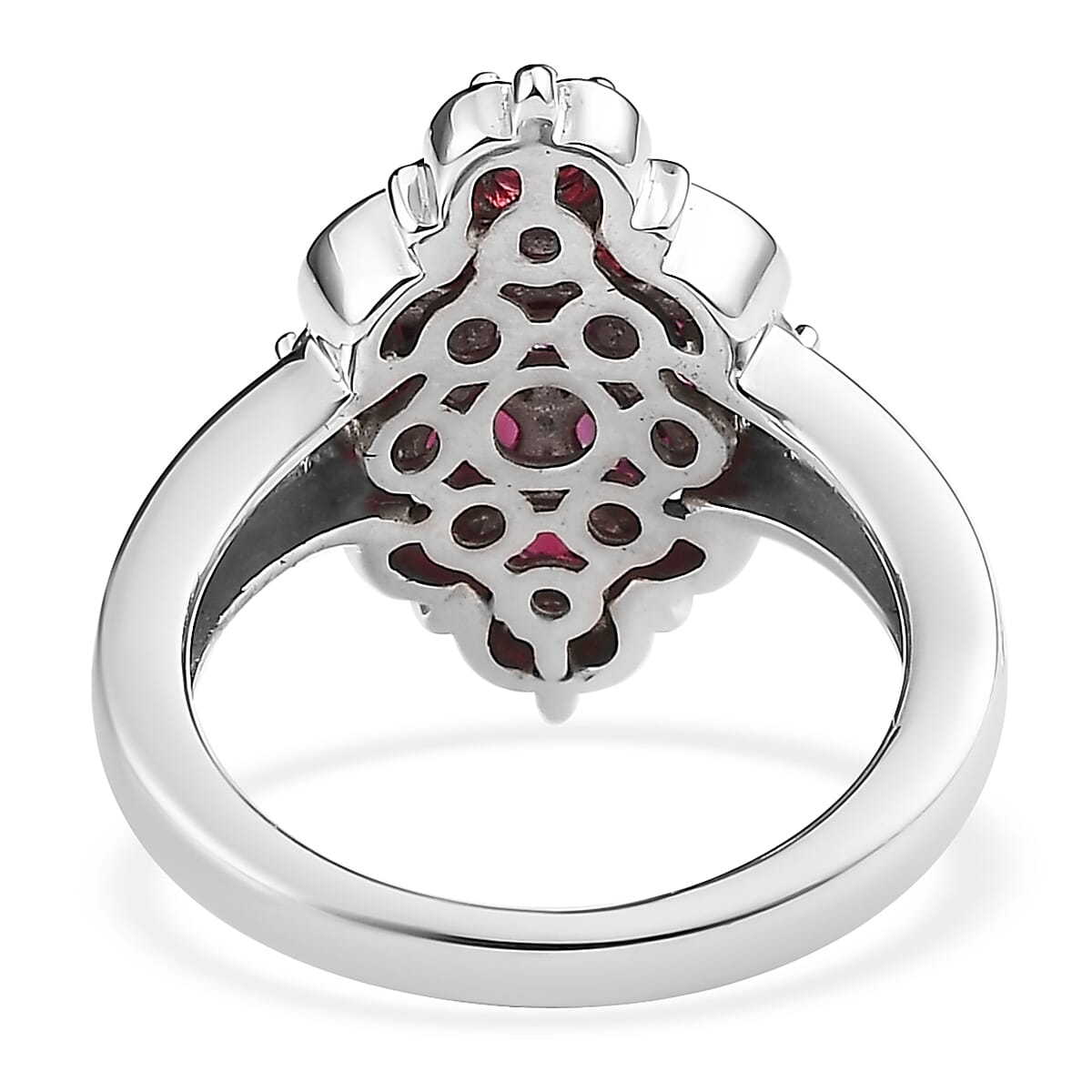 Anthill Garnet Elongated Ring in Platinum Over Sterling Silver (Size 6.0) 1.85 ctw image number 4
