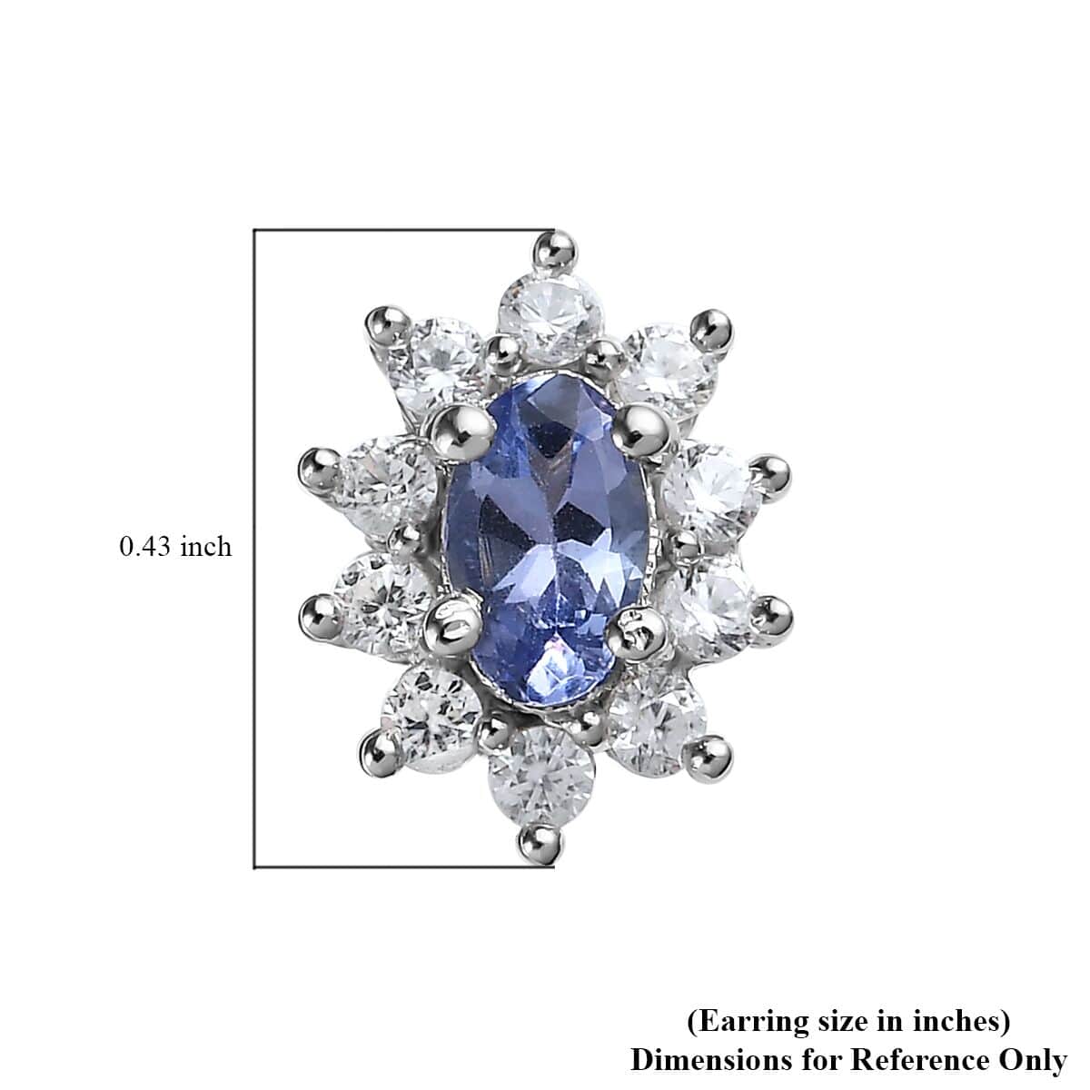 Tanzanite and White Zircon Sunburst Stud Earrings in Platinum Over Sterling Silver 0.90 ctw image number 4