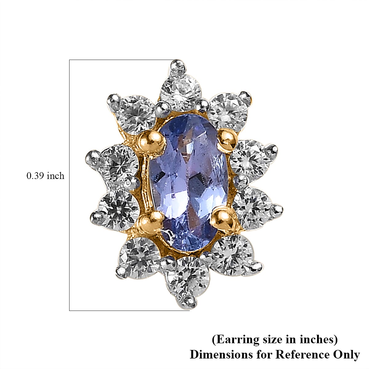Tanzanite and White Zircon Sunburst Stud Earrings in Vermeil Yellow Gold Over Sterling Silver 0.85 ctw