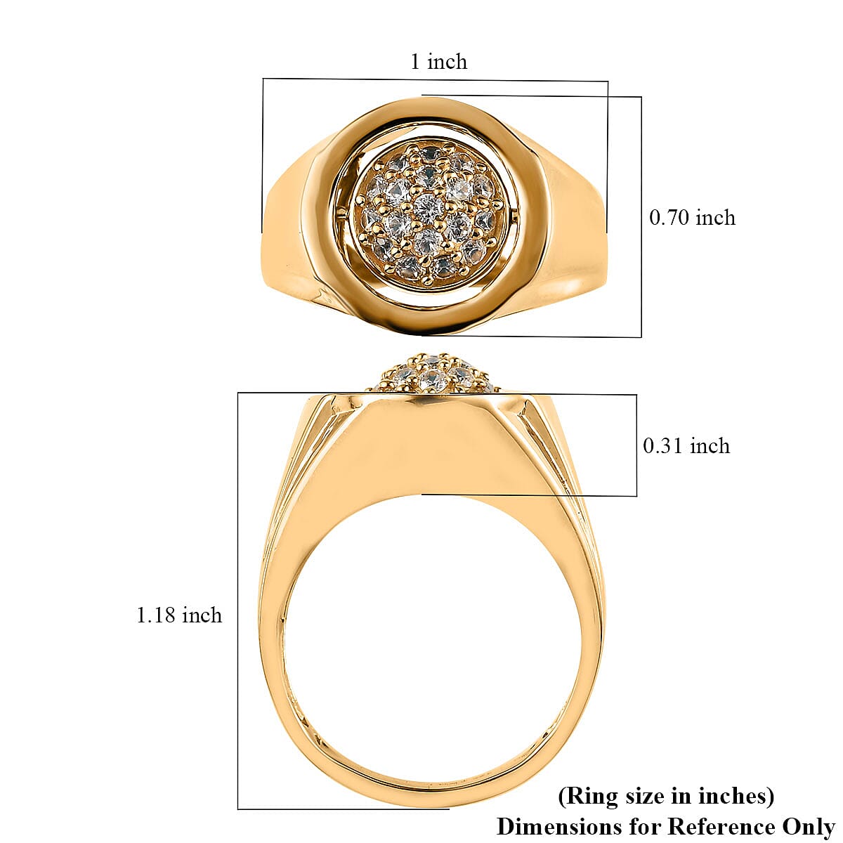 Sleeping Beauty Turquoise and White Zircon Reversible Men's Ring in Vermeil Yellow Gold Over Sterling Silver 3.25 ctw image number 8