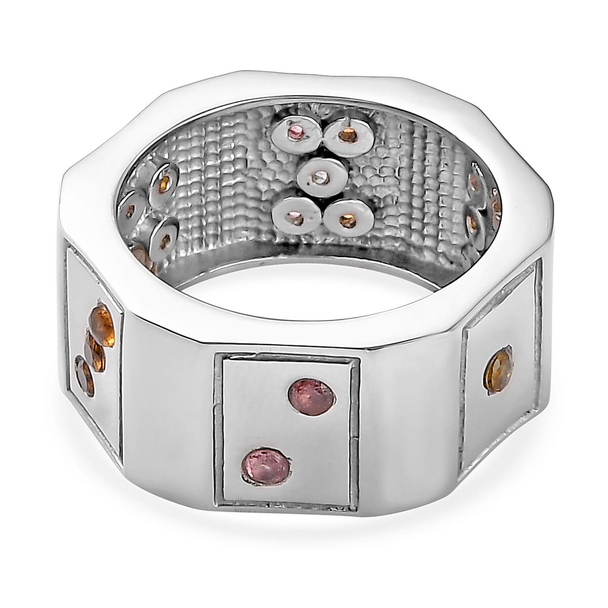 Multi-Tourmaline Men's Ring in Stainless Steel (Size 10.0) 1.50 ctw image number 1
