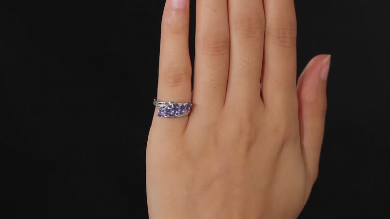 Tanzanite 5 Stone Ring in Platinum Over Sterling Silver 1.25 ctw