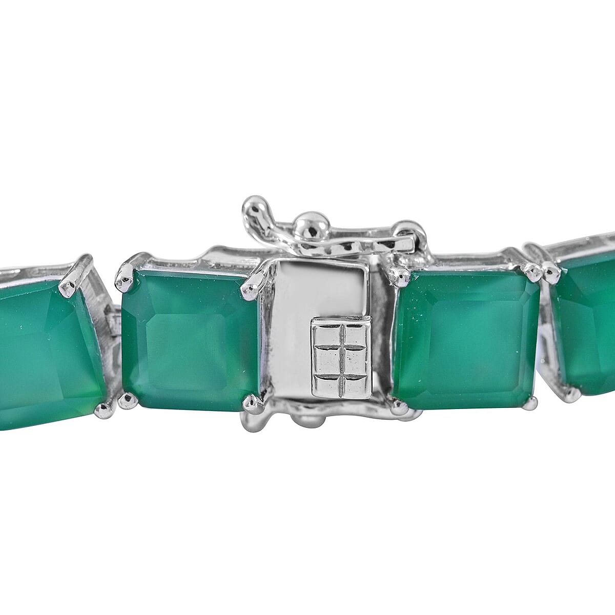 Asscher Cut Verde Onyx Bracelet in Platinum Over Sterling Silver (8.00 In) 42.50 image number 2