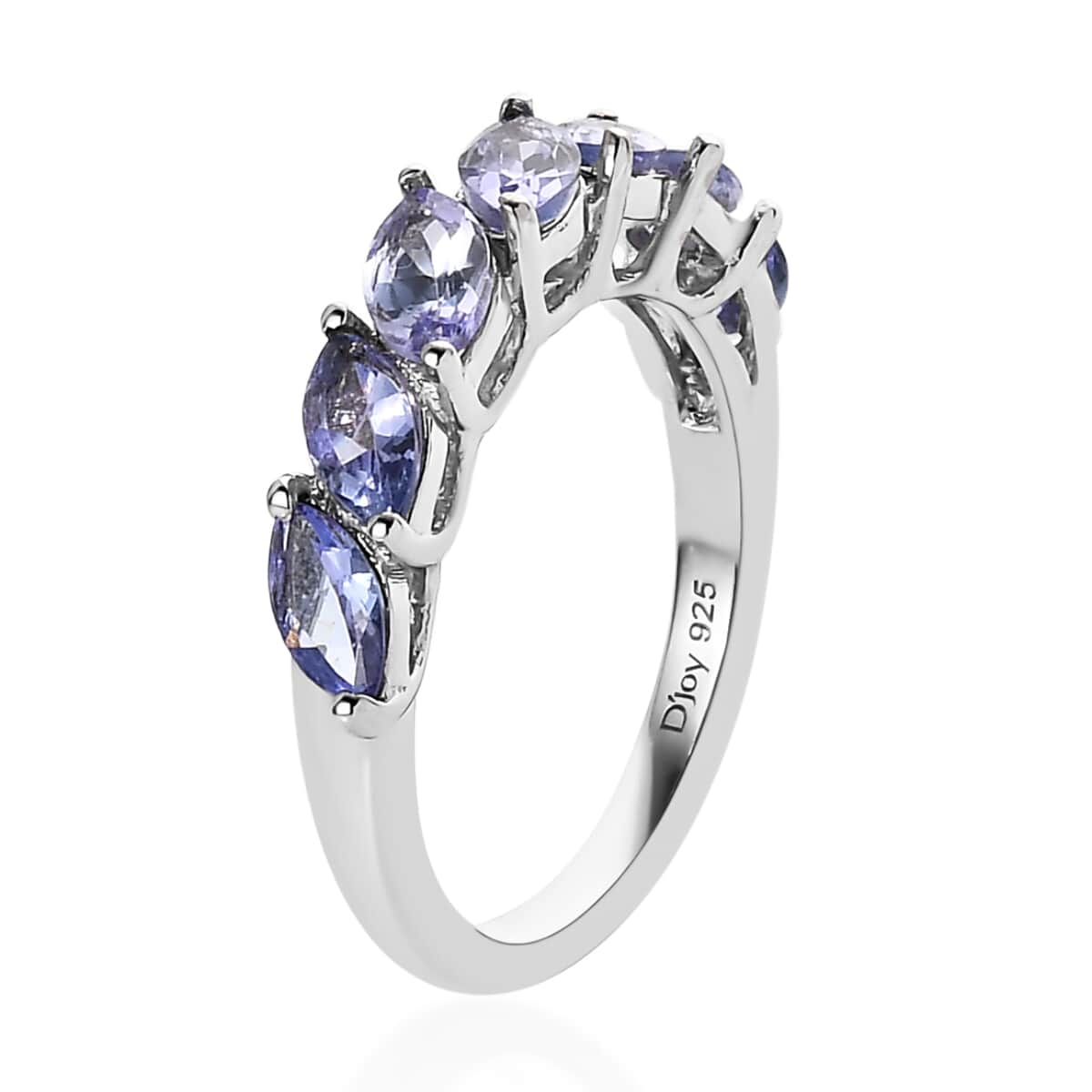 Tanzanite Half Eternity Band Ring in Platinum Over Sterling Silver (Size 10.0) 1.75 ctw image number 3