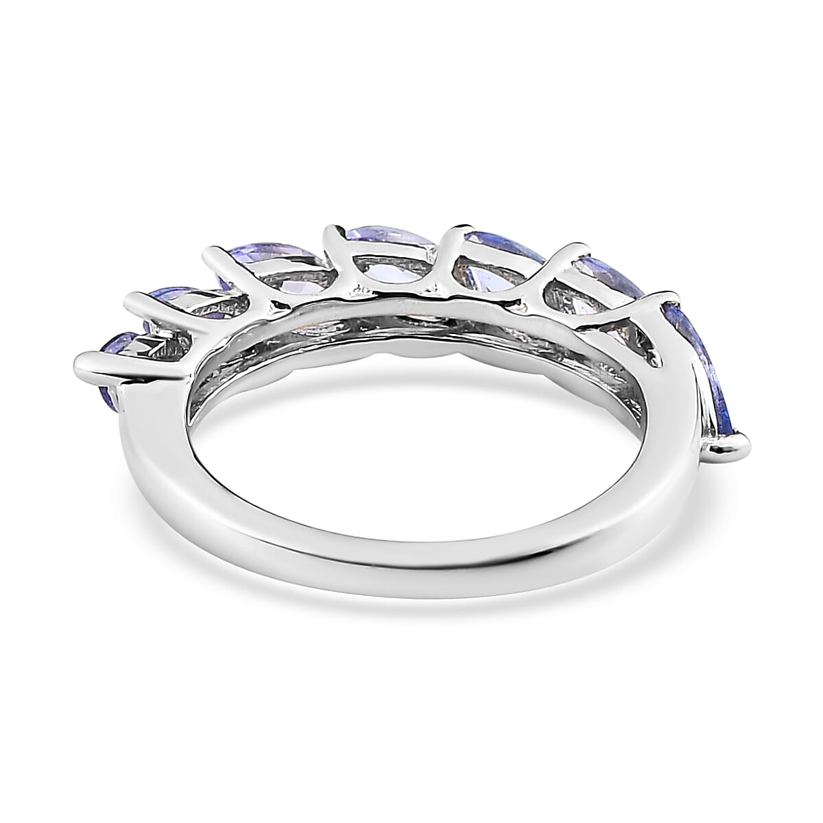 Tanzanite 7 Stone Ring in Platinum Over Sterling Silver (Size 10.0) 1.75 ctw