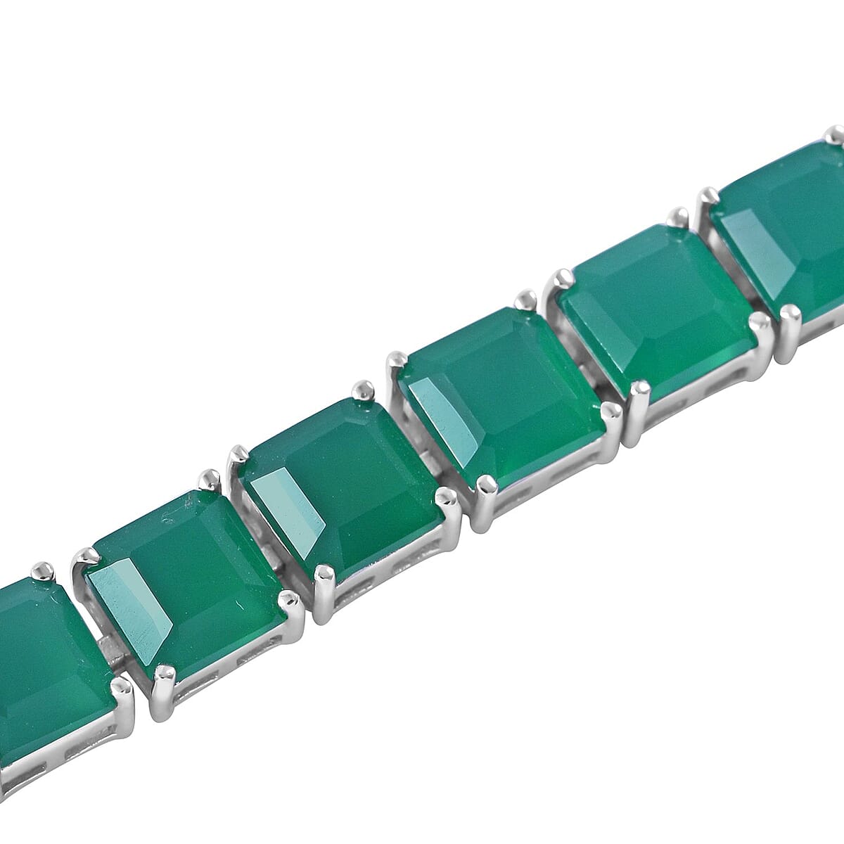 Asscher Cut Verde Onyx Bracelet in Platinum Over Sterling Silver (7.25 In) 39.10 ctw image number 1