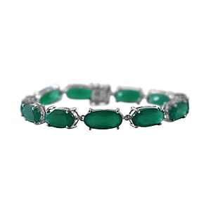 Verde Onyx Bracelet in Platinum Over Sterling Silver (8.00 In) 41.40 ctw