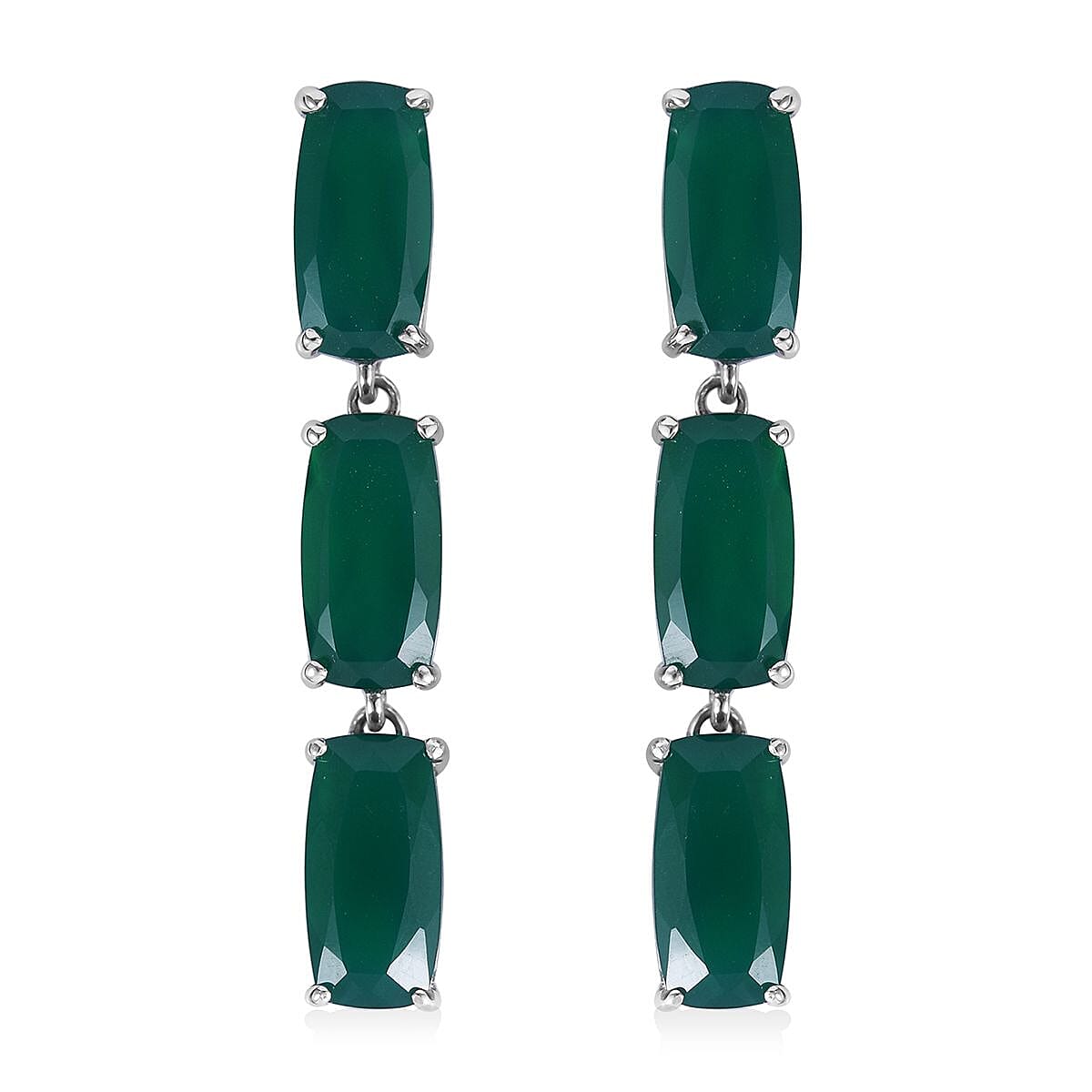 Verde Onyx Earrings in Platinum Over Sterling Silver 12.60 ctw image number 0