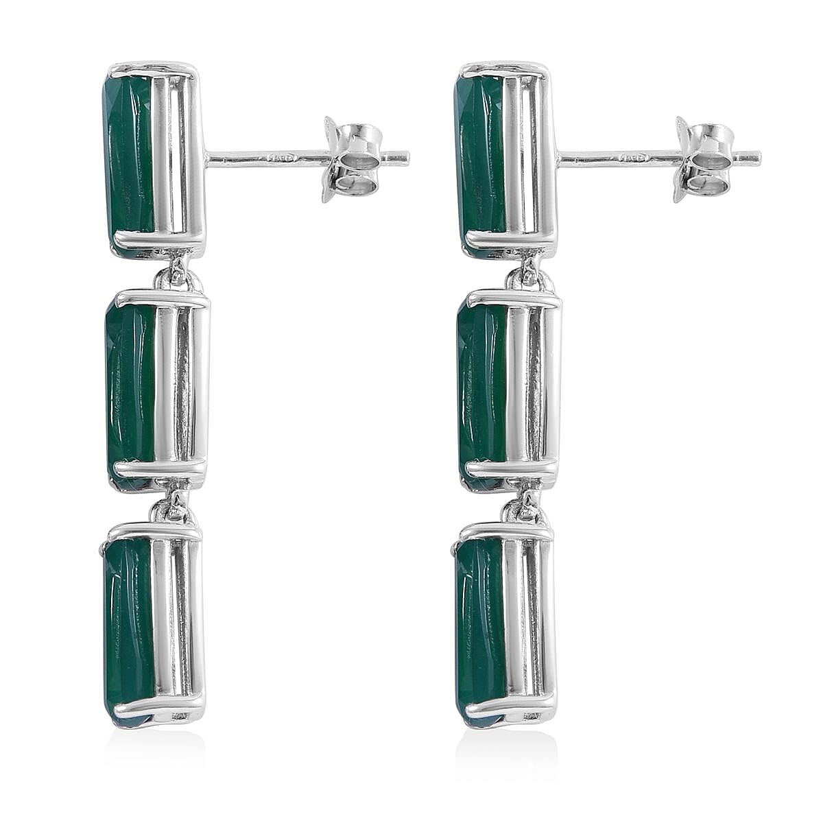 Verde Onyx Earrings in Platinum Over Sterling Silver 12.60 ctw image number 2