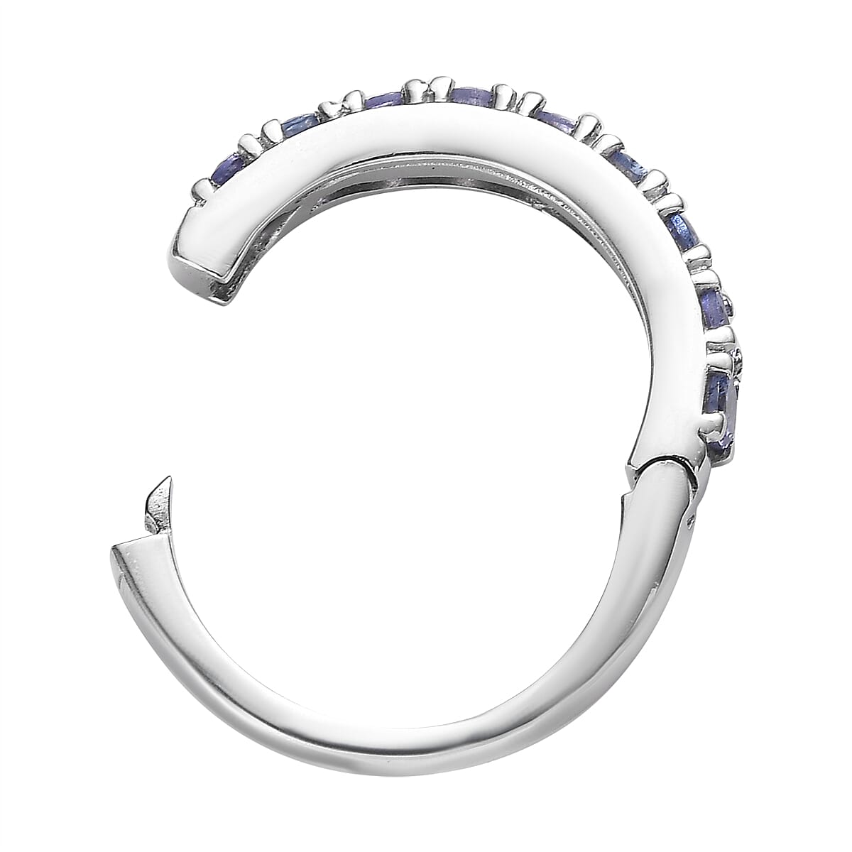 Tanzanite Half Eternity Band Ring in Platinum Over Sterling Silver (Size 10.0) 1.00 ctw