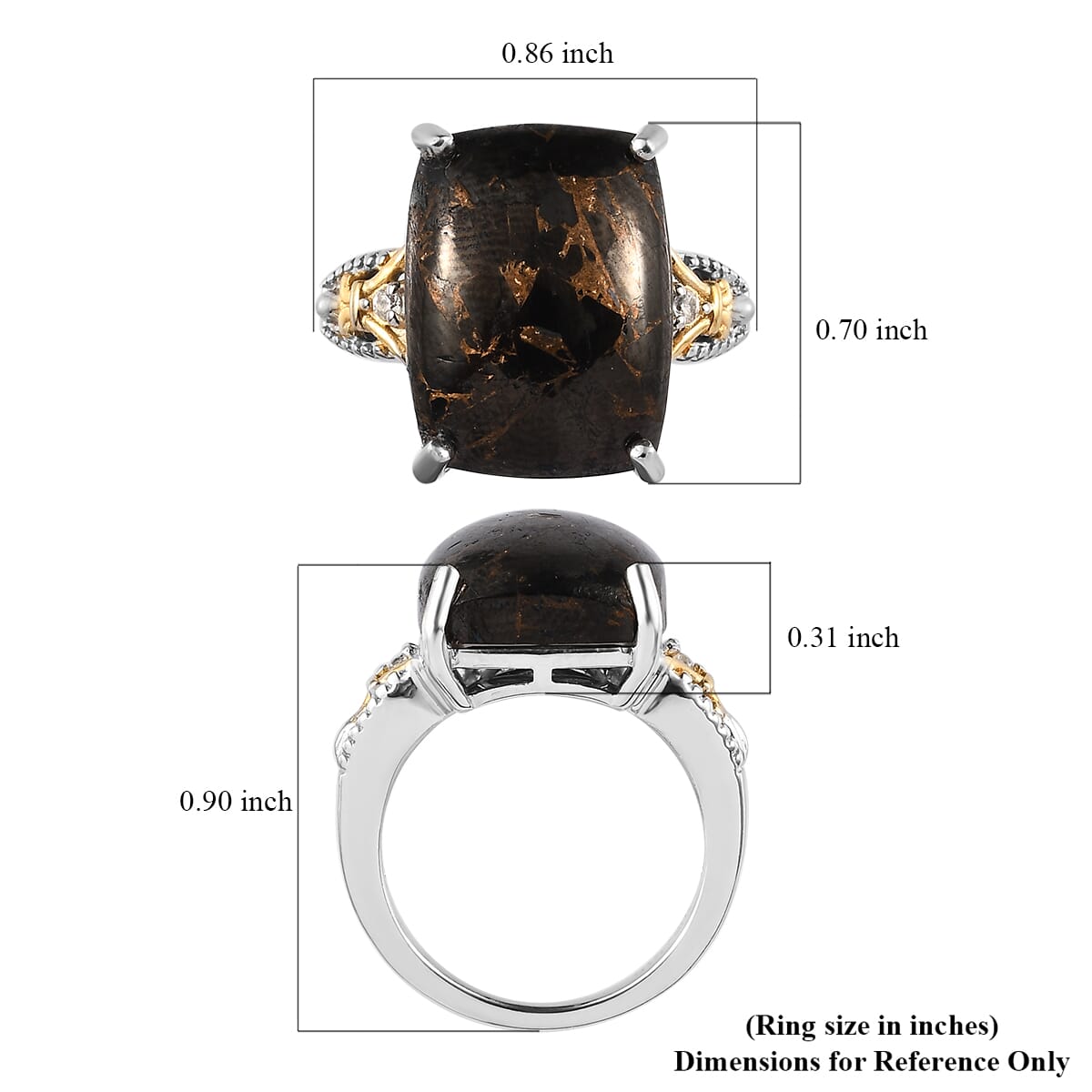 Karis Matrix Silver Shungite and White Zircon Ring in 18K YG Plated and Platinum Bond 7.90 ctw image number 5