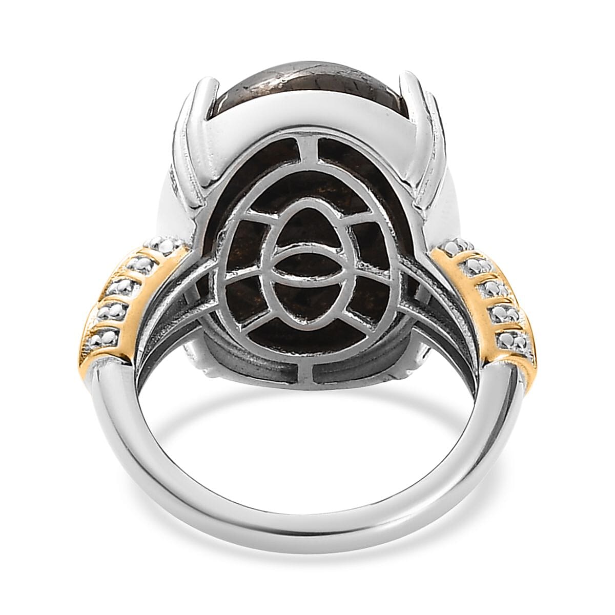 Karis Matrix Silver Shungite Solitaire Ring in 18K YG Plated and Platinum Bond (Size 10.0) 8.50 ctw image number 3