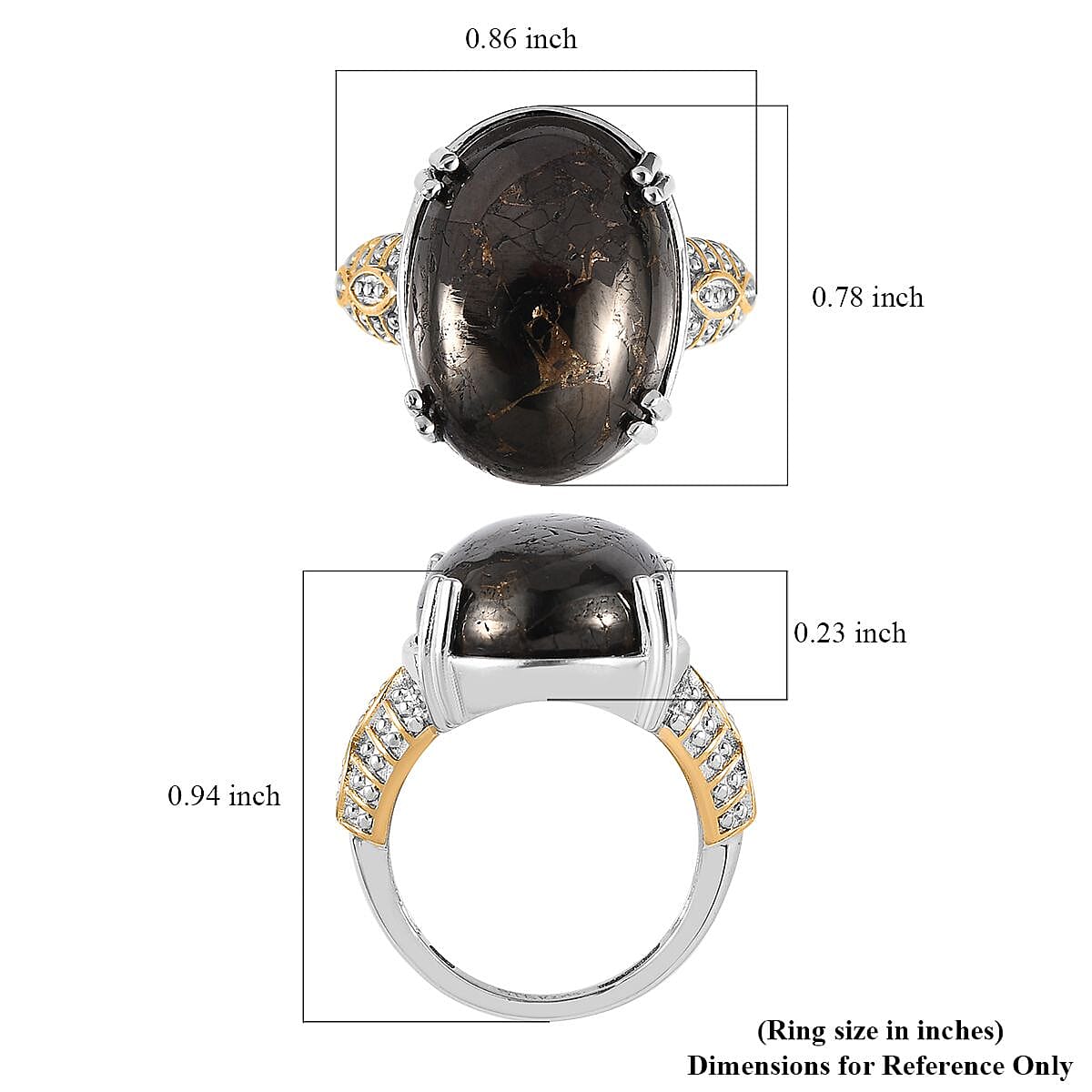 Karis Matrix Silver Shungite Solitaire Ring in 18K YG Plated and Platinum Bond (Size 10.0) 8.50 ctw image number 4