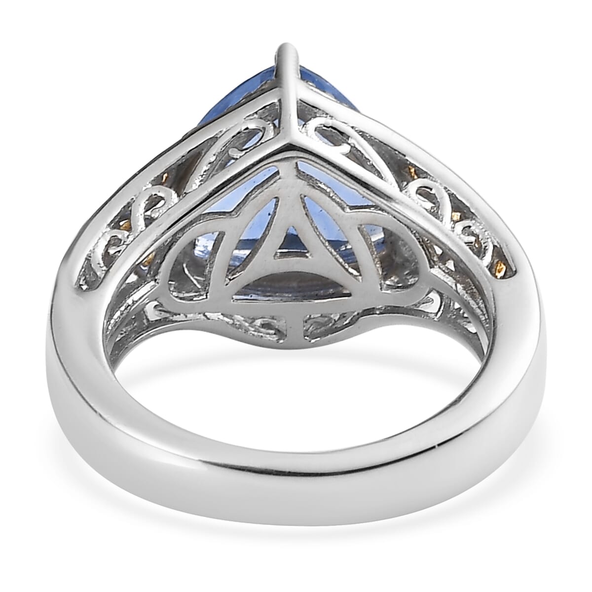 Color Change Fluorite (IR) Solitaire Ring in Vermeil Yellow Gold and Platinum Over Sterling Silver 3.80 ctw image number 4