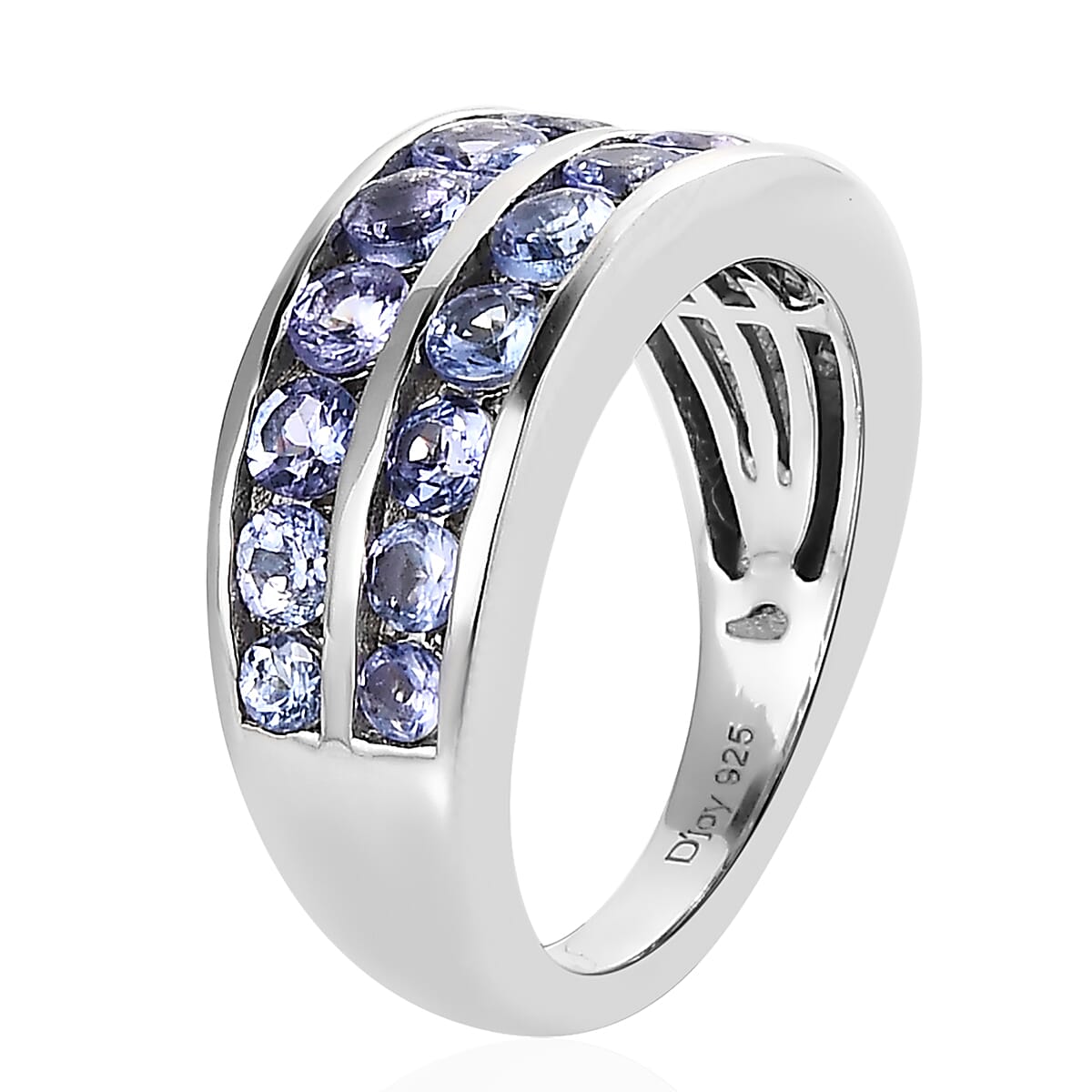 Tanzanite Half Eternity Band Ring in Platinum Over Sterling Silver (Size 7.0) 1.90 ctw image number 3