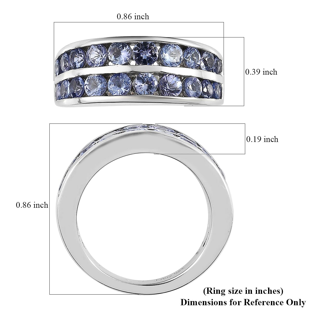Tanzanite Half Eternity Band Ring in Platinum Over Sterling Silver (Size 7.0) 1.90 ctw image number 5