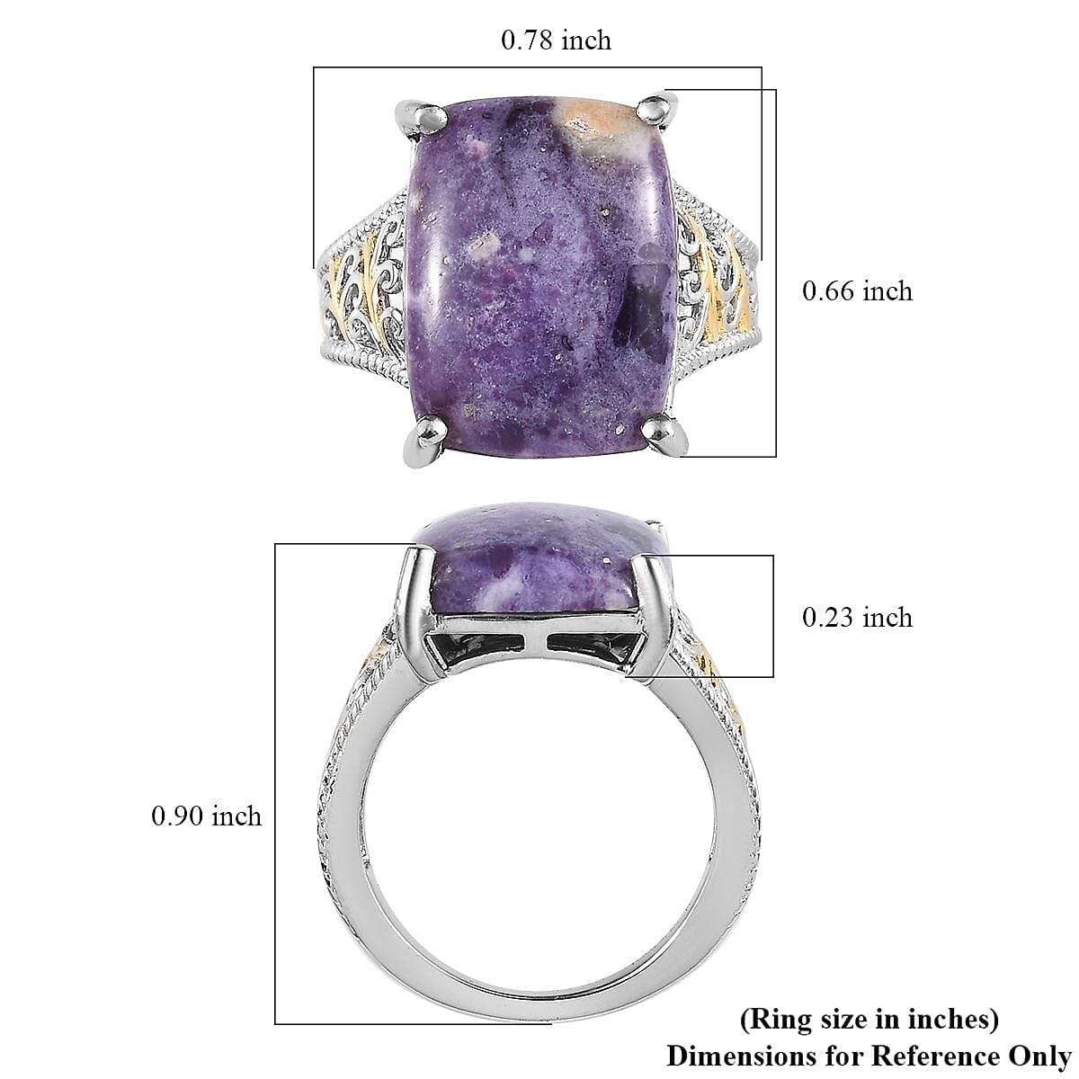 Karis Purple Opal (D) Solitaire Ring in 18K YG Plated and Platinum Bond (Size 7.0) 9.25 ctw image number 5