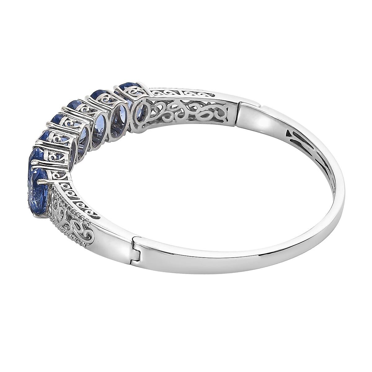 Color Change Fluorite (IR) Bangle Bracelet in Platinum Over Sterling Silver (7.25 In) 17.85 ctw image number 3