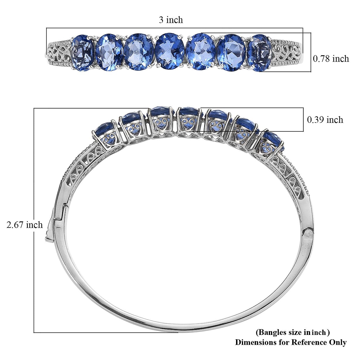 Color Change Fluorite (IR) Bangle Bracelet in Platinum Over Sterling Silver (7.25 In) 17.85 ctw image number 5