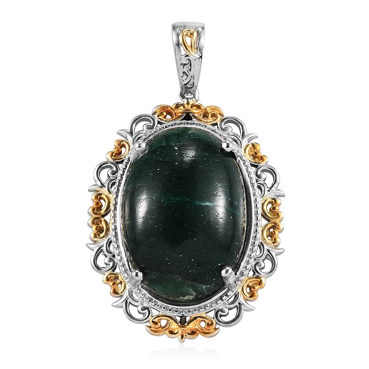 Karis Green Aventurine Solitaire Pendant in 18K YG Plated and Platinum Bond 20.00 ctw image number 0