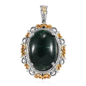 Karis Green Aventurine Solitaire Pendant in 18K YG Plated and Platinum Bond 20.00 ctw