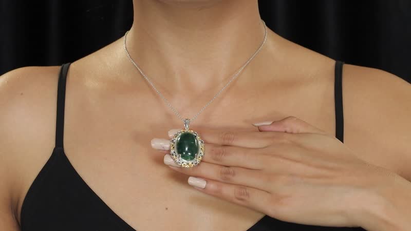 Karis Green Aventurine Solitaire Pendant without Chain in 18K YG Plated and Platinum Bond 20.00 ctw