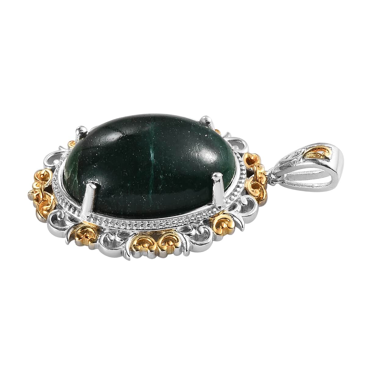 Karis Green Aventurine Solitaire Pendant in 18K YG Plated and Platinum Bond 20.00 ctw image number 3