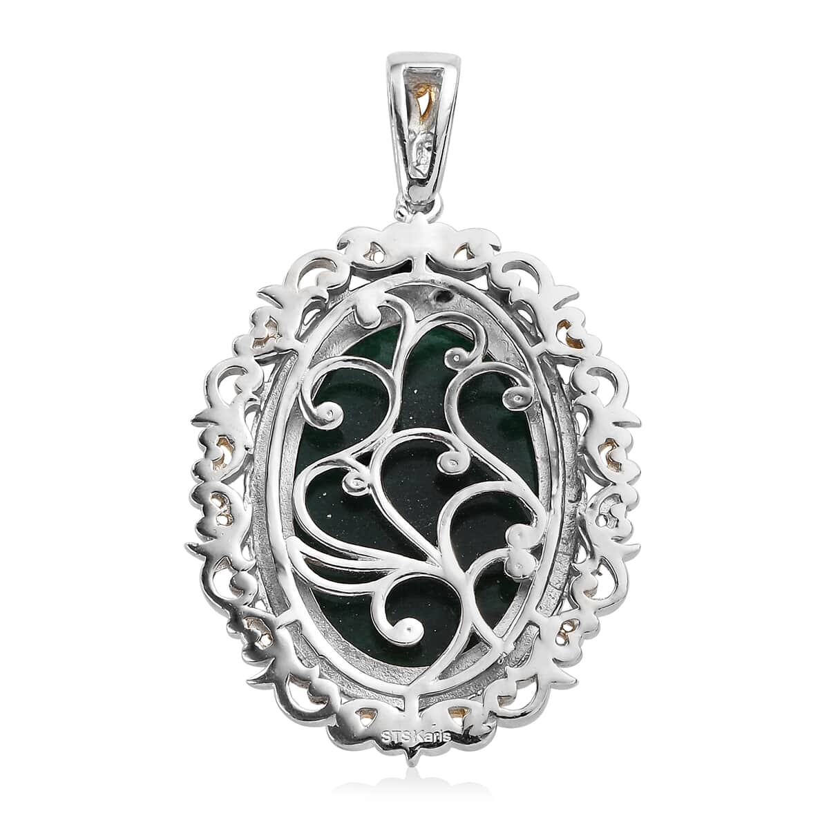 Karis Green Aventurine Solitaire Pendant in 18K YG Plated and Platinum Bond 20.00 ctw image number 4