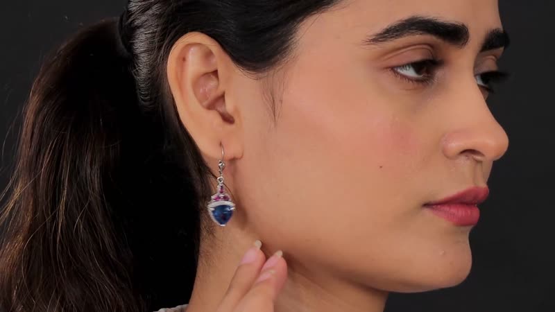 Color Change Fluorite (IR) and Orissa Rhodolite Garnet Lever Back Earrings in Platinum Over Sterling Silver 8.25 ctw