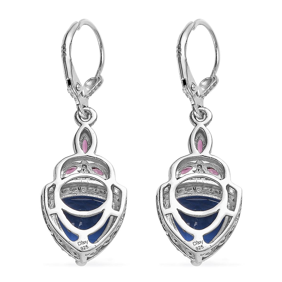 Color Change Fluorite (IR) and Orissa Rhodolite Garnet Lever Back Earrings in Platinum Over Sterling Silver 8.25 ctw