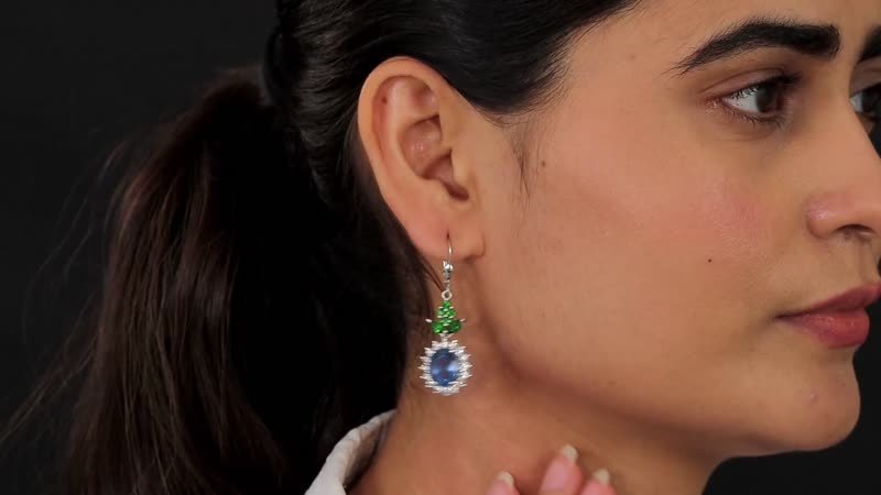 Color Change Fluorite and Multi Gemstone Sunburst Earrings in Platinum Over Sterling Silver 12.15 ctw