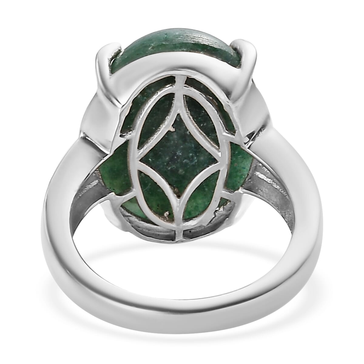 Karis Green Aventurine Solitaire Ring in 18K YG Plated and Platinum Bond (Size 10.0) 14.00 ctw image number 4