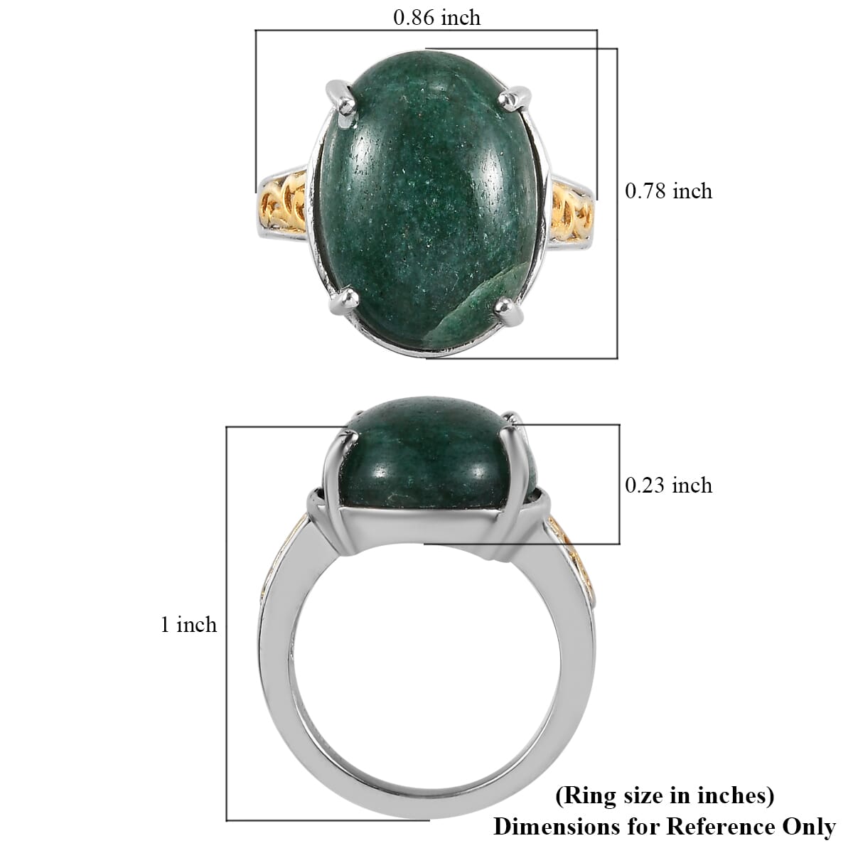 Karis Green Aventurine Solitaire Ring in 18K YG Plated and Platinum Bond (Size 10.0) 14.00 ctw image number 5