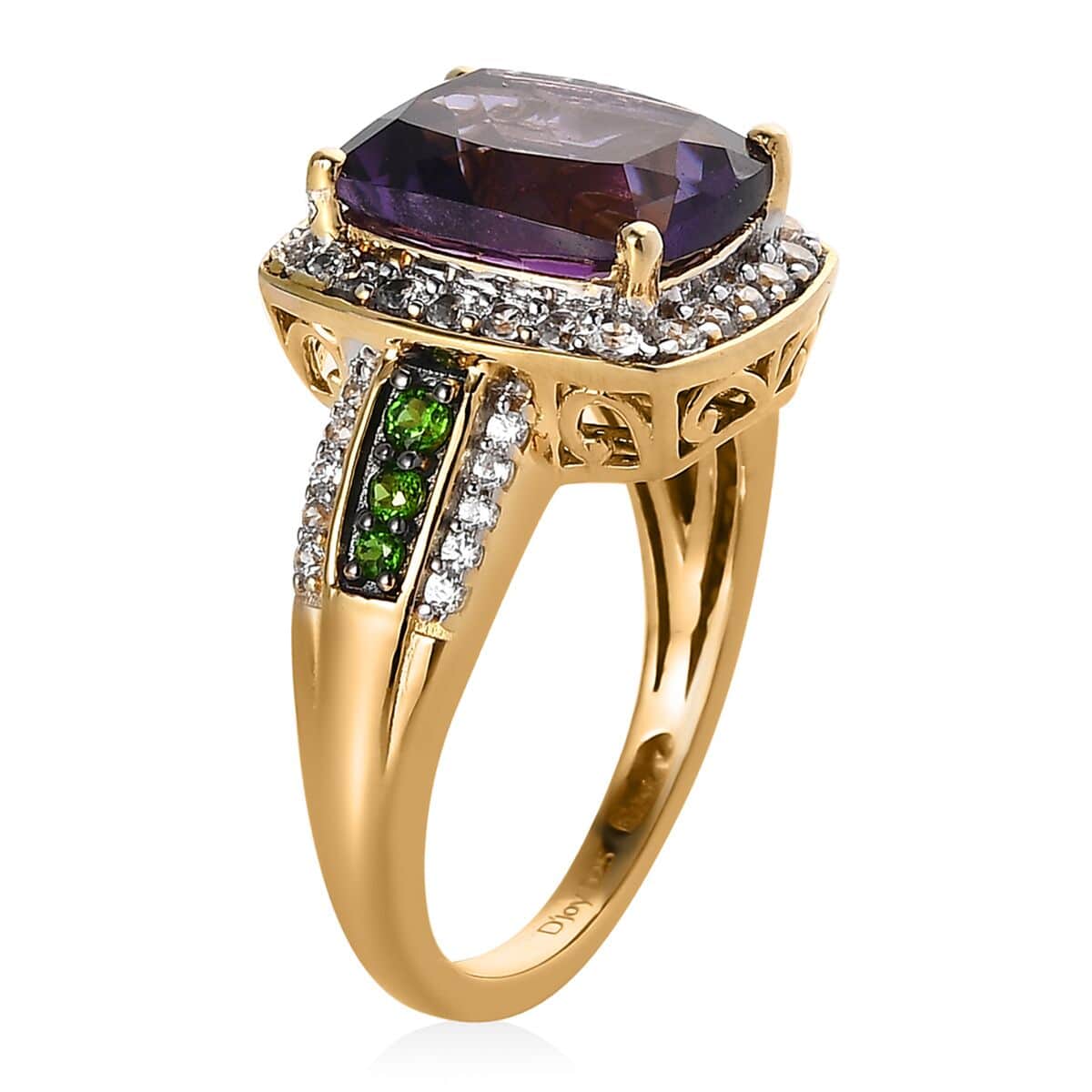 TLV Premium Moroccan Amethyst, Multi Gemstone Halo Ring in Vermeil YG Over Sterling Silver (Size 10.0) 5.00 ctw image number 3