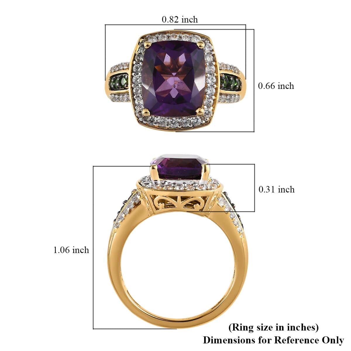 TLV Premium Moroccan Amethyst, Multi Gemstone Halo Ring in Vermeil YG Over Sterling Silver (Size 10.0) 5.00 ctw image number 5