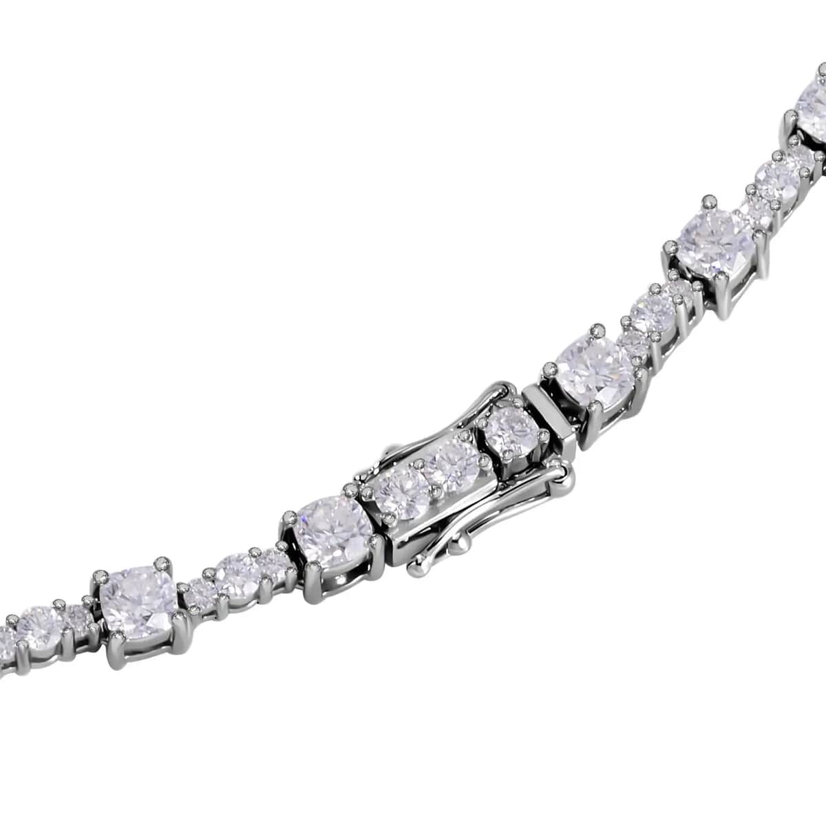 Champagne Moissanite and White Moissanite Princess Statement Necklace 18 Inches in Rhodium Over Sterling Silver 90.50 ctw image number 5