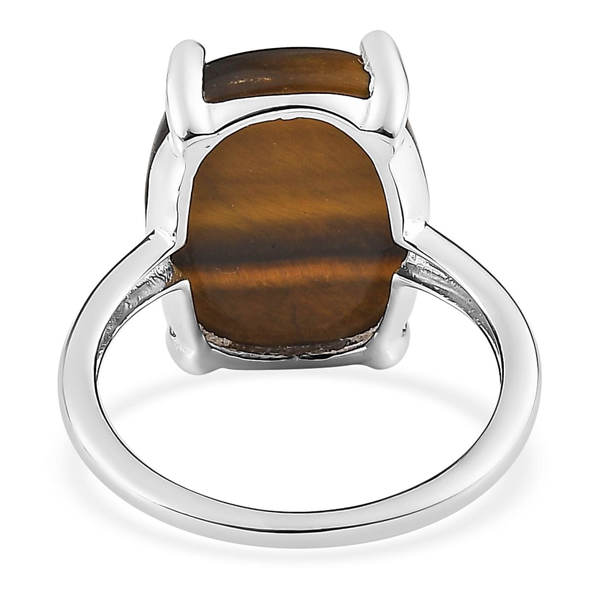 Tiger's Eye Solitaire Ring in Sterling Silver (Size 8.0) 10.75 ctw image number 4