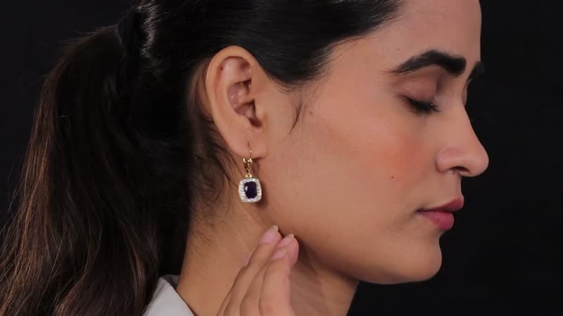 TLV Premium Moroccan Amethyst, White Zircon Lever Back Earrings in Vermeil YG Over Sterling Silver 5.10 ctw
