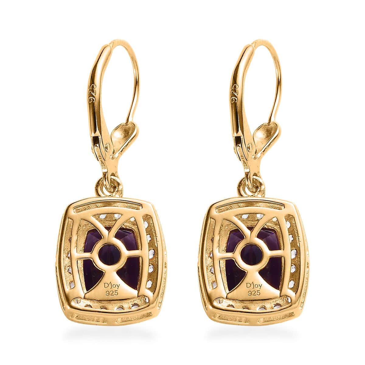 TLV Premium Moroccan Amethyst, White Zircon Lever Back Earrings in Vermeil YG Over Sterling Silver 5.10 ctw image number 3