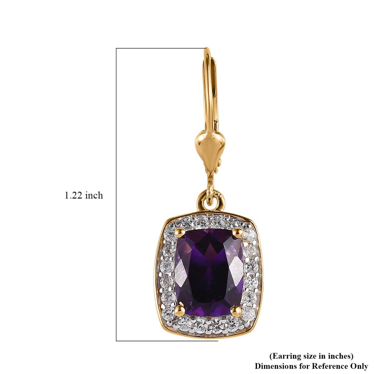 TLV Premium Moroccan Amethyst, White Zircon Lever Back Earrings in Vermeil YG Over Sterling Silver 5.10 ctw image number 4