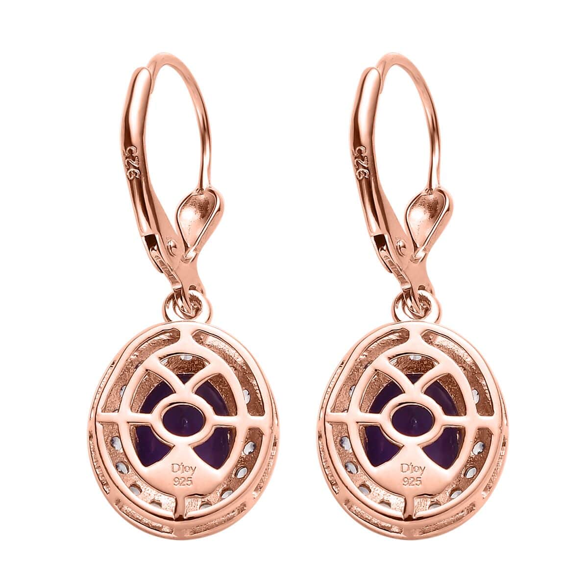 Premium Moroccan Amethyst and White Zircon Lever Back Earrings in Vermeil Rose Gold Over Sterling Silver 4.30 ctw image number 2