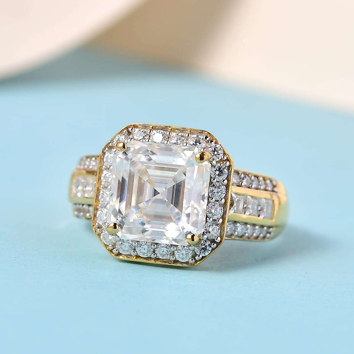 Moissanite Ring in Vermeil Yellow Gold Over Sterling Silver (Size 10.0) 4.85 ctw image number 1