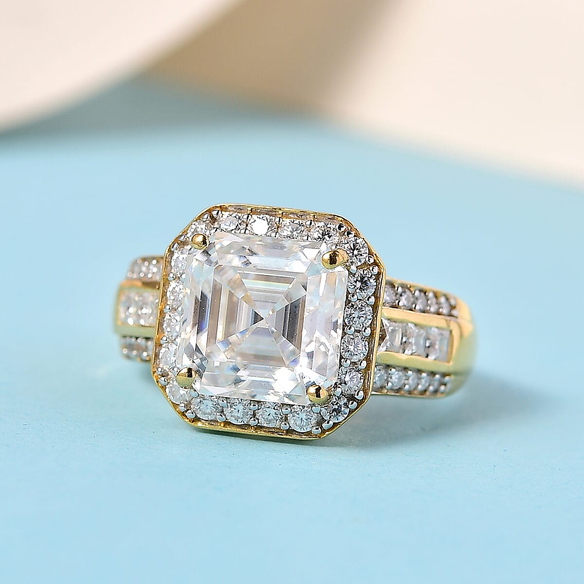 Moissanite Ring in Vermeil Yellow Gold Over Sterling Silver (Size 9.0) 4.85 ctw image number 1