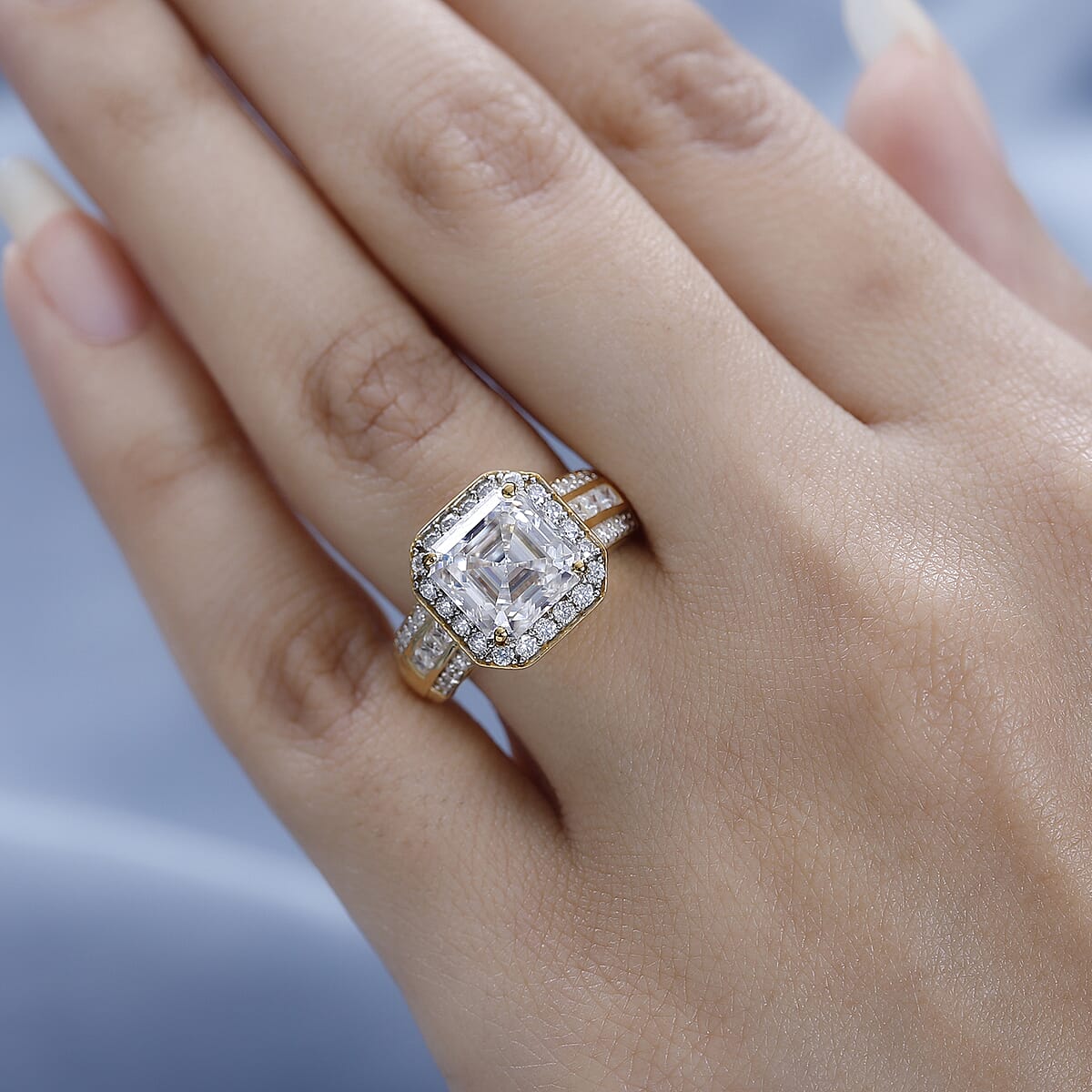 Moissanite Ring in Vermeil Yellow Gold Over Sterling Silver (Size 9.0) 4.85 ctw image number 2