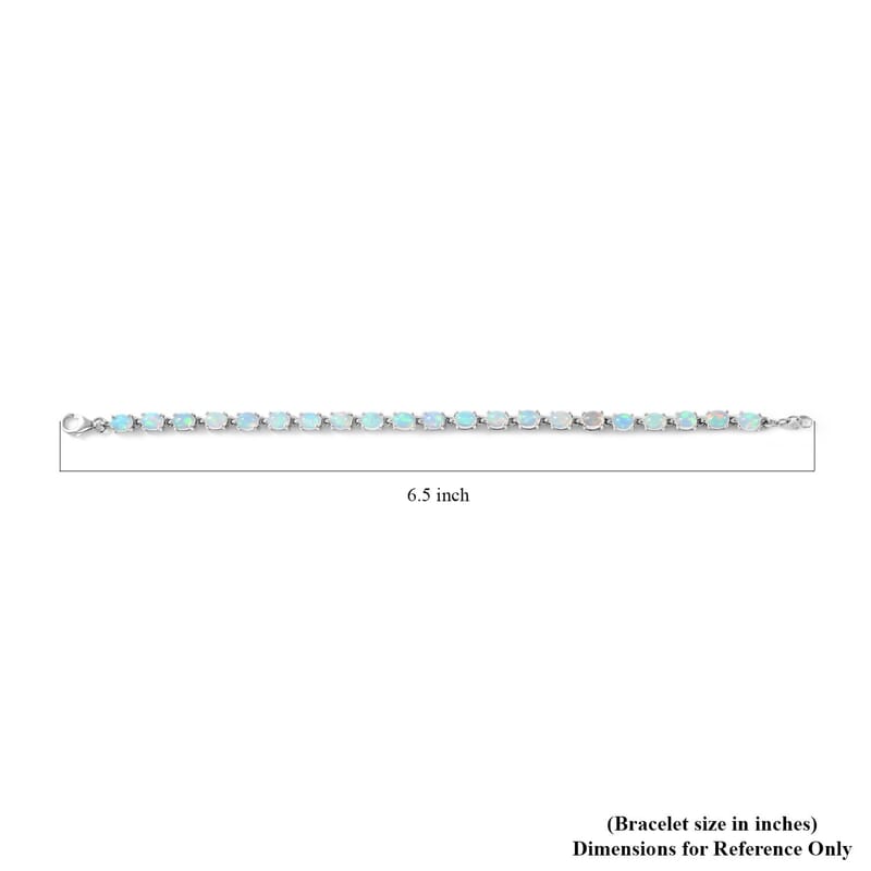 Premium Ethiopian Welo Opal Tennis Bracelet in Platinum Over Sterling Silver (6.50 In) 5.00 ctw