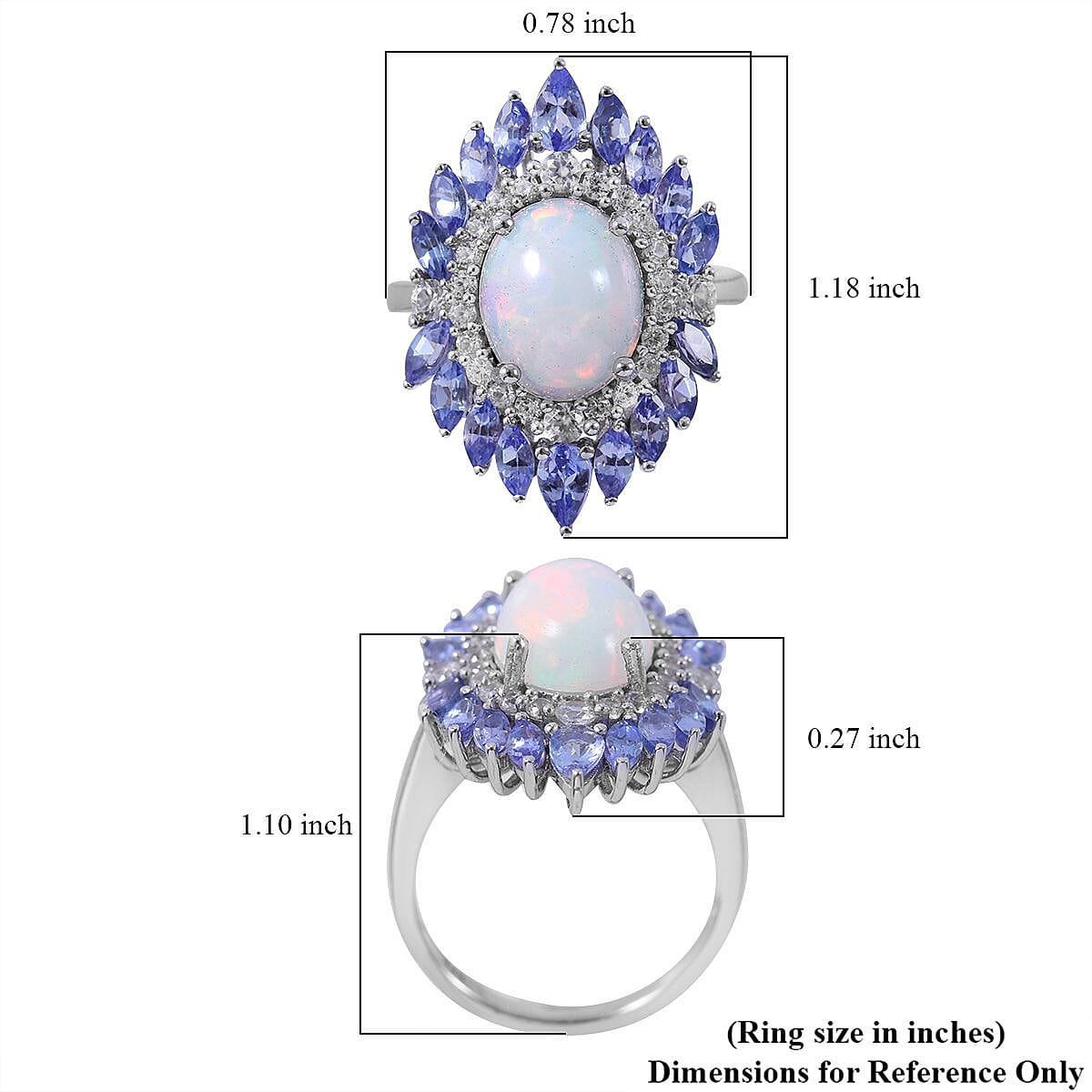 Premium Ethiopian Welo Opal and Multi Gemstone Cocktail Ring in Platinum Over Sterling Silver (Size 6.0) 4.85 ctw image number 4