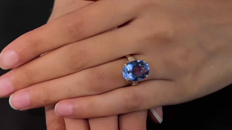 Luxoro 10K Yellow Gold Premium Color Change Fluorite and G-H I3 Diamond Ring 10.85 ctw