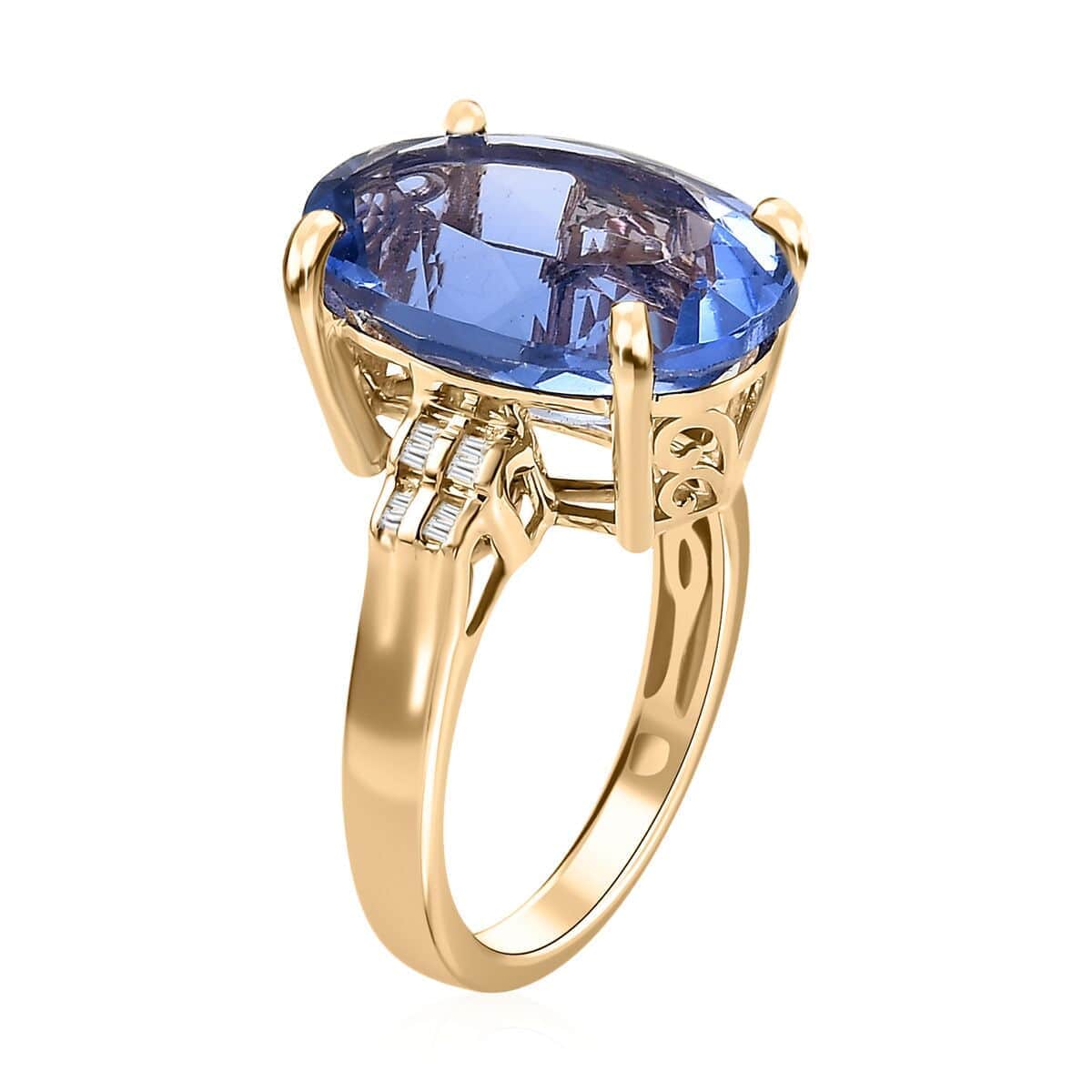 Luxoro 10K Yellow Gold Premium Color Change Fluorite and G-H I3 Diamond Ring 10.85 ctw image number 3