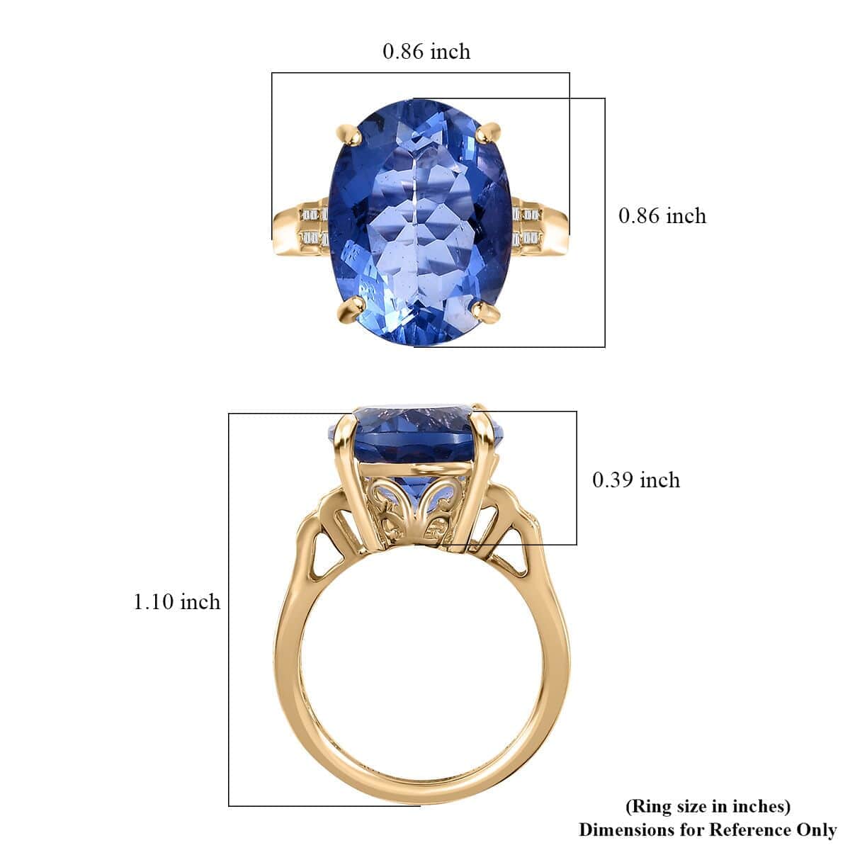 Luxoro 10K Yellow Gold Premium Color Change Fluorite and G-H I3 Diamond Ring 10.85 ctw image number 5
