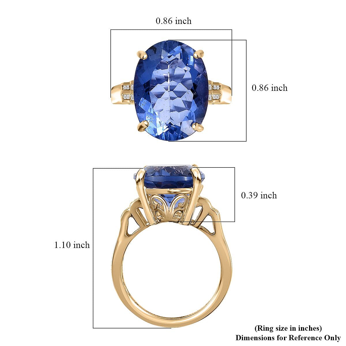 Luxoro 10K Yellow Gold Premium Color Change Fluorite and G-H I3 Diamond Ring (Size 6.0) 10.85 ctw image number 5